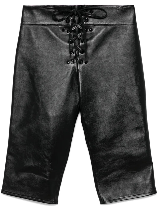 Lace-Up Leather Capri Trousers