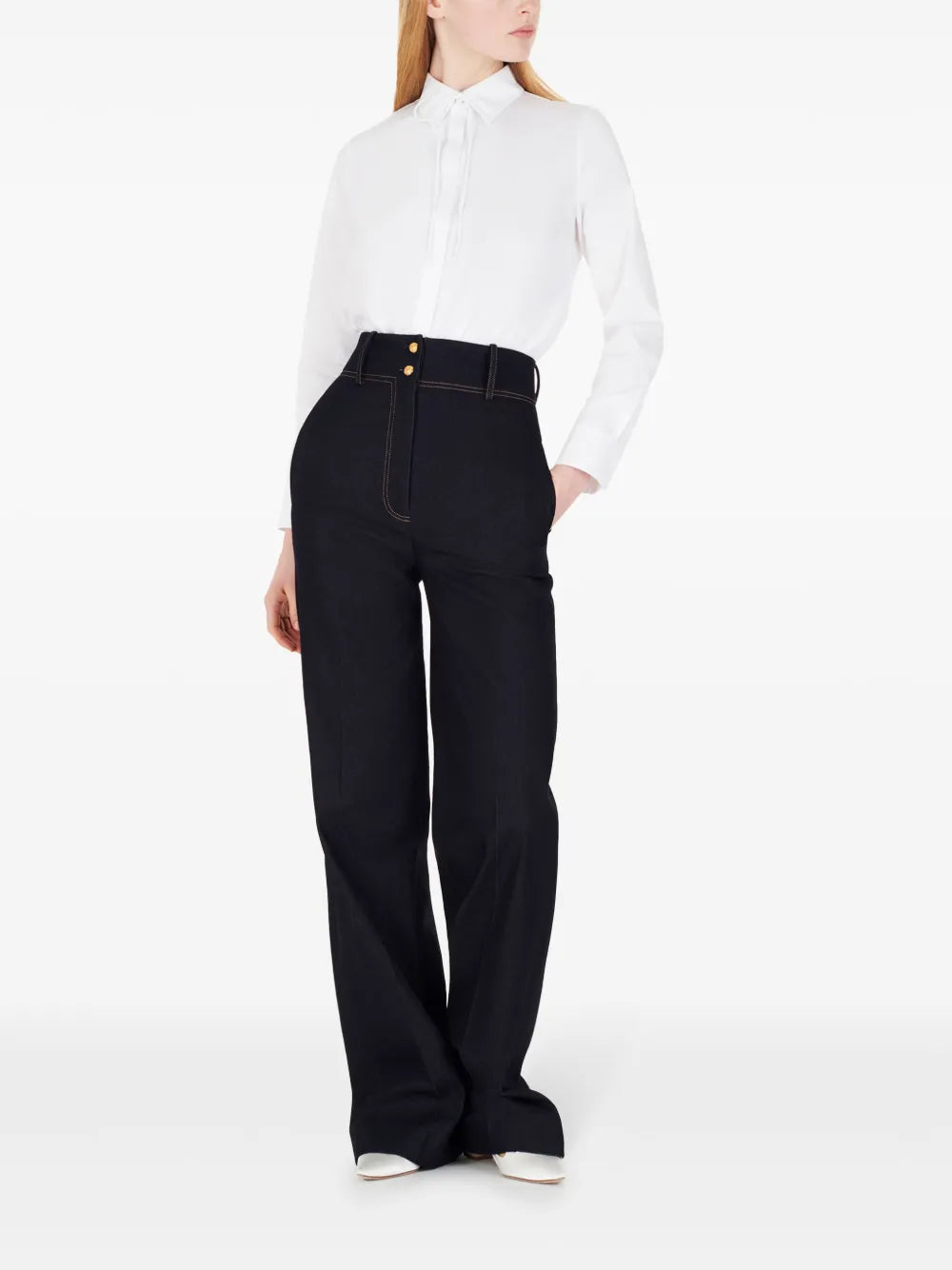 Thin Bow Cotton Shirt