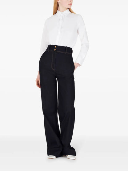 Thin Bow Cotton Shirt