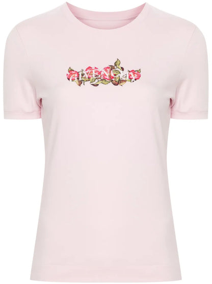 Roses-Print Cotton T-Shirt