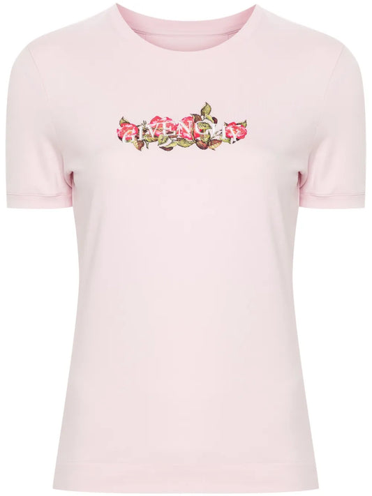 Roses-Print Cotton T-Shirt