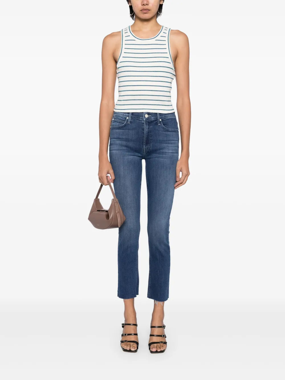 The Mid Rise Dazzler Ankle Fray Straight-Leg Jeans