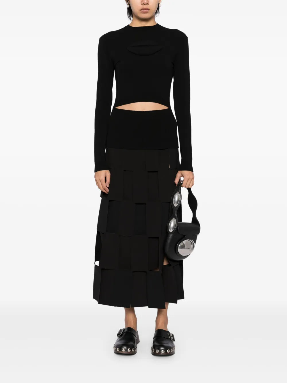 Lip-Appliqué Knitted Top