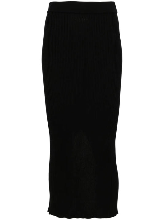 Ribbed-Knit Midi Skirt