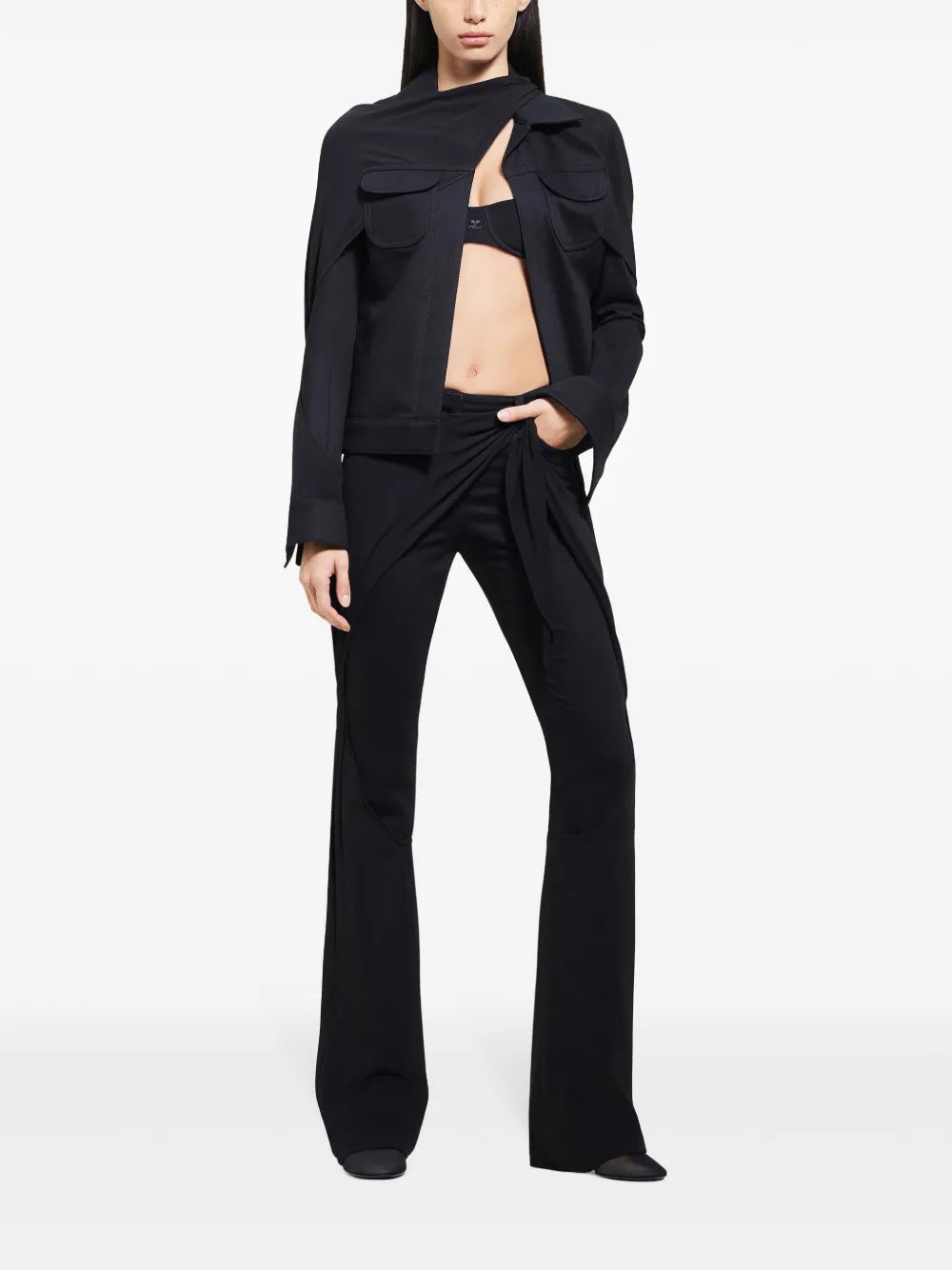 Wrap-Design Flared Jeans