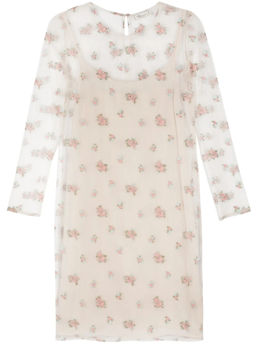 Floral-Embroidery Midi Dress