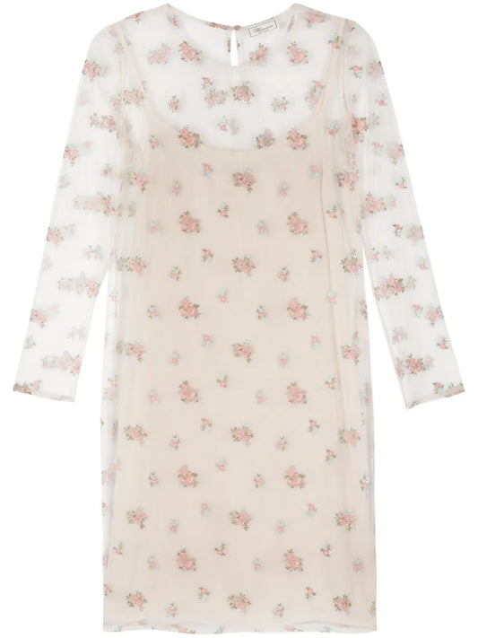 Floral-Embroidery Midi Dress