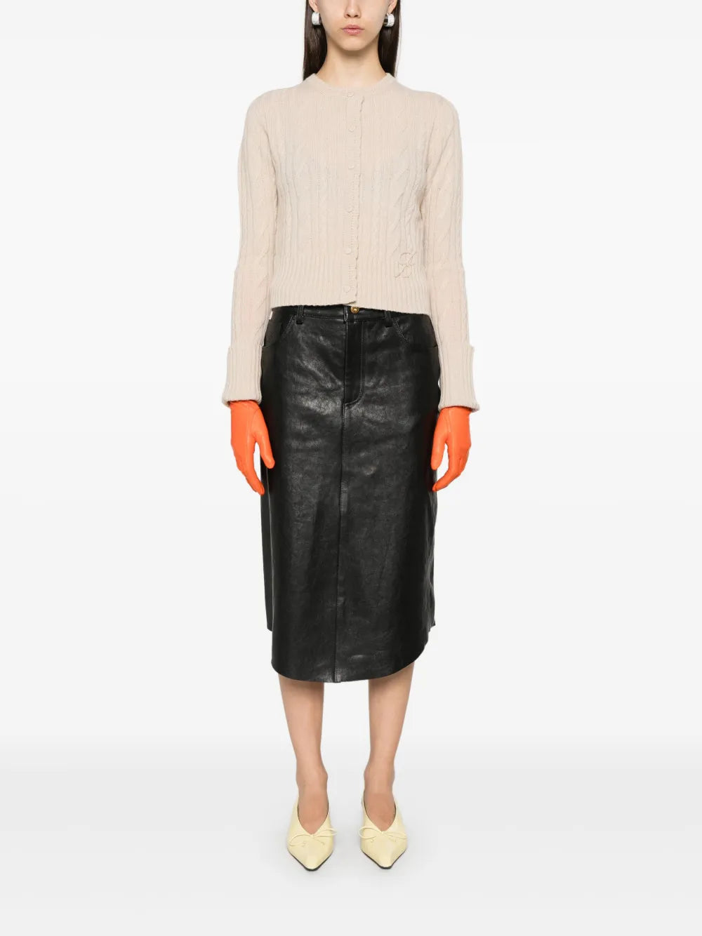 Debossed-Logo Midi Skirt