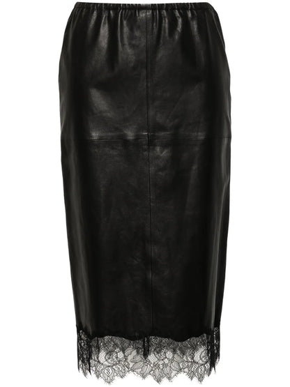 Lace-Trim Midi Skirt