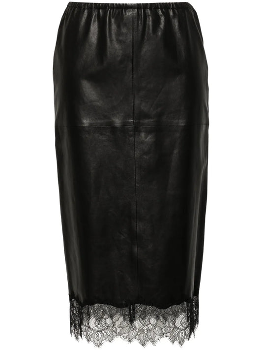 Lace-Trim Midi Skirt