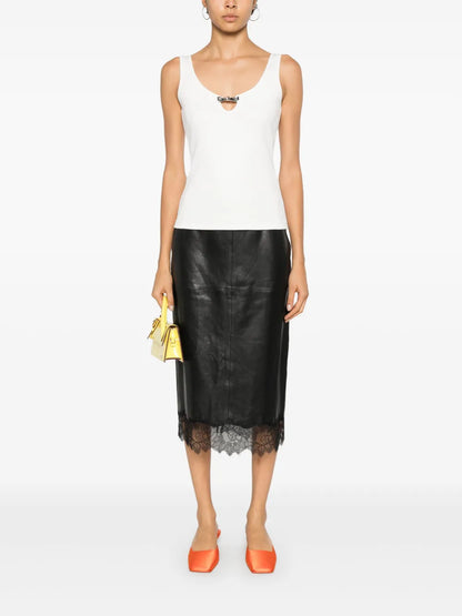 Lace-Trim Midi Skirt