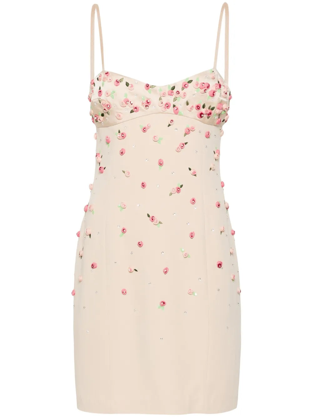Floral-Appliqué Mini Dress