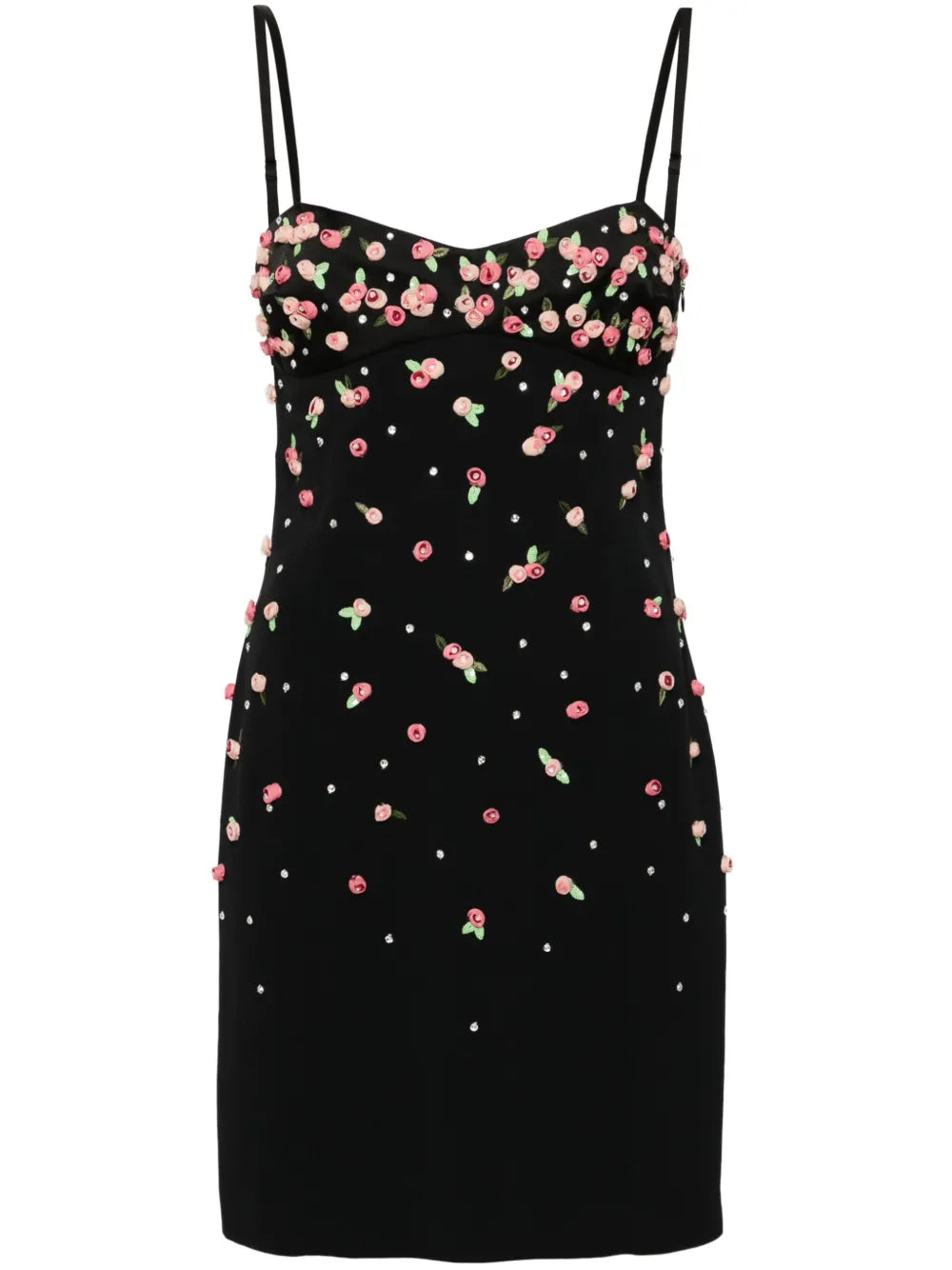 Floral-Appliqué Mini Dress