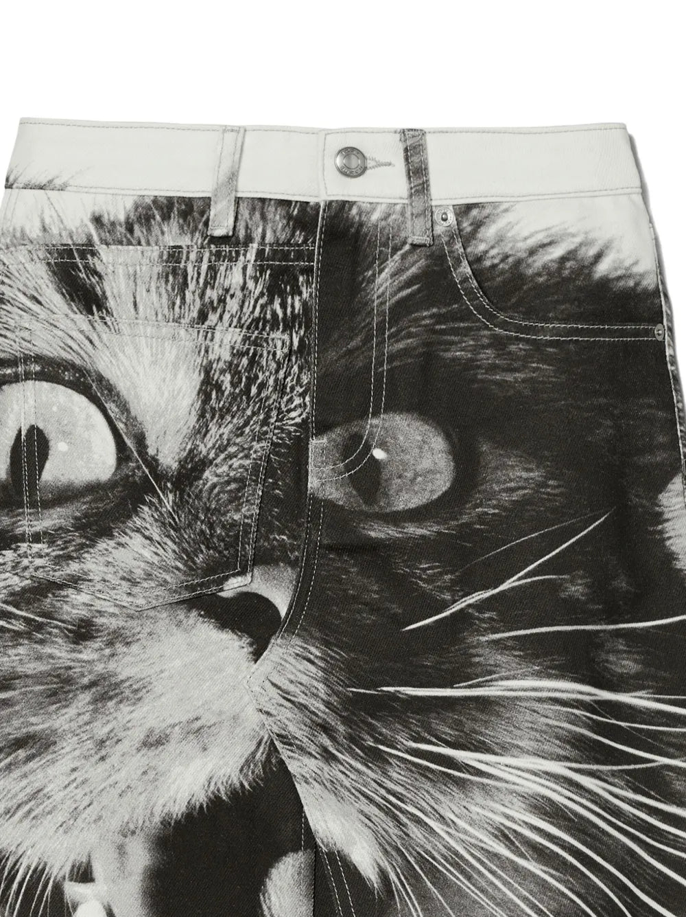 Cat-Print Denim Skirt
