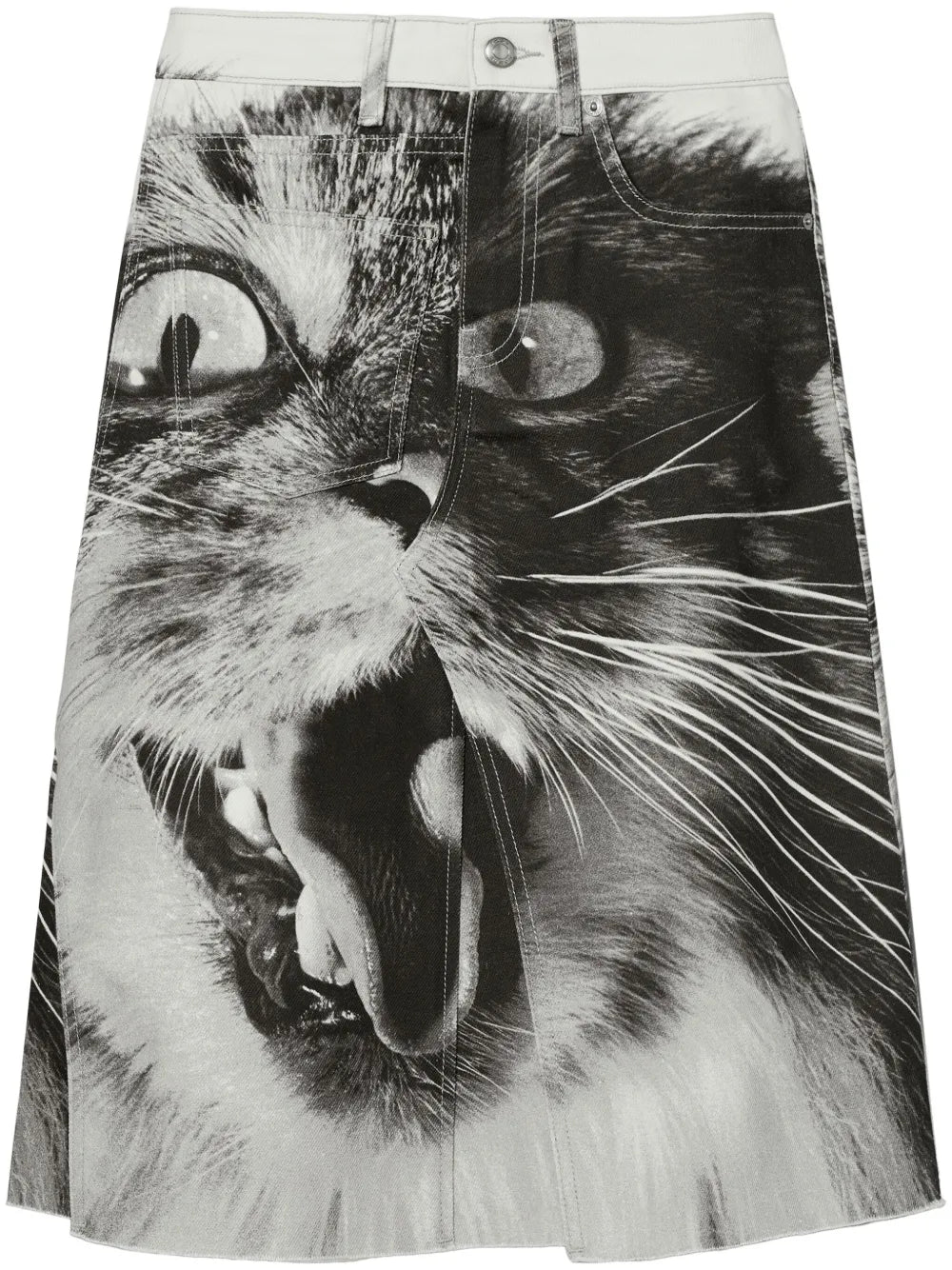 Cat-Print Denim Skirt