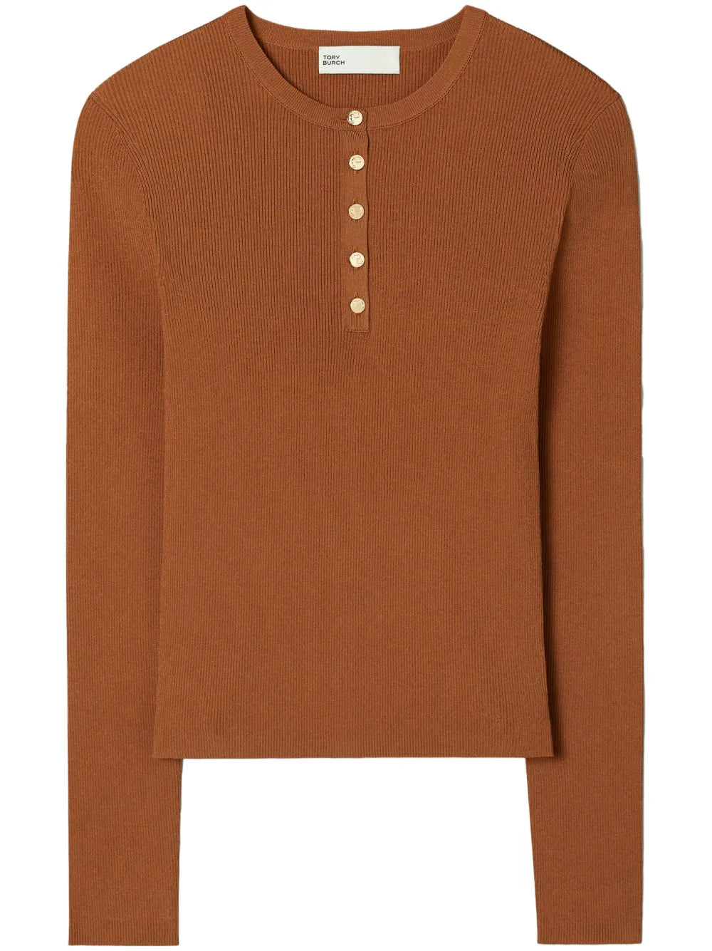 Ribbed-Knit Henley Top