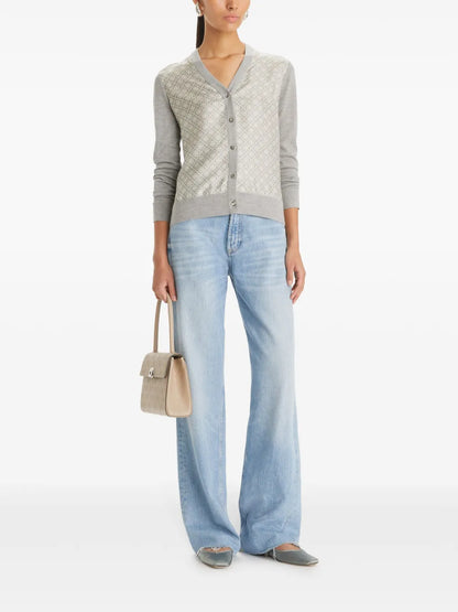 T-Monogram Wool-Silk Cardigan