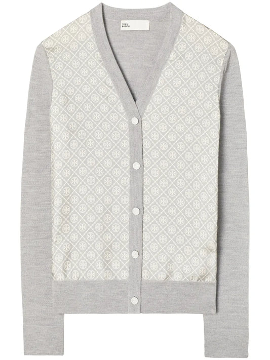 T-Monogram Wool-Silk Cardigan