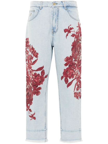 Rose-Print Jeans