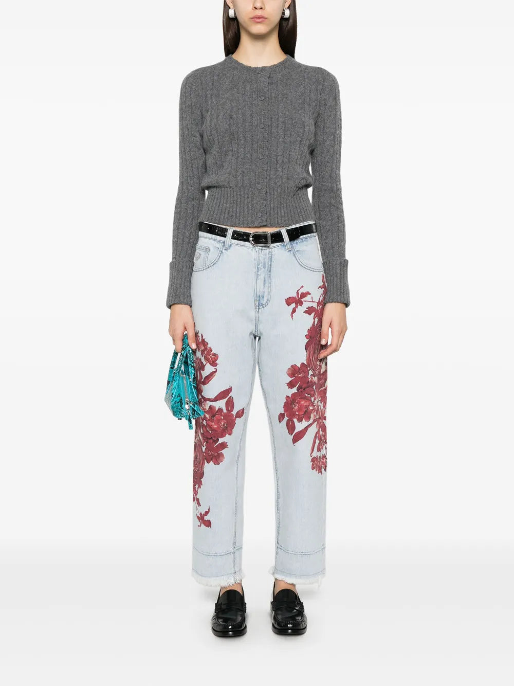 Rose-Print Jeans