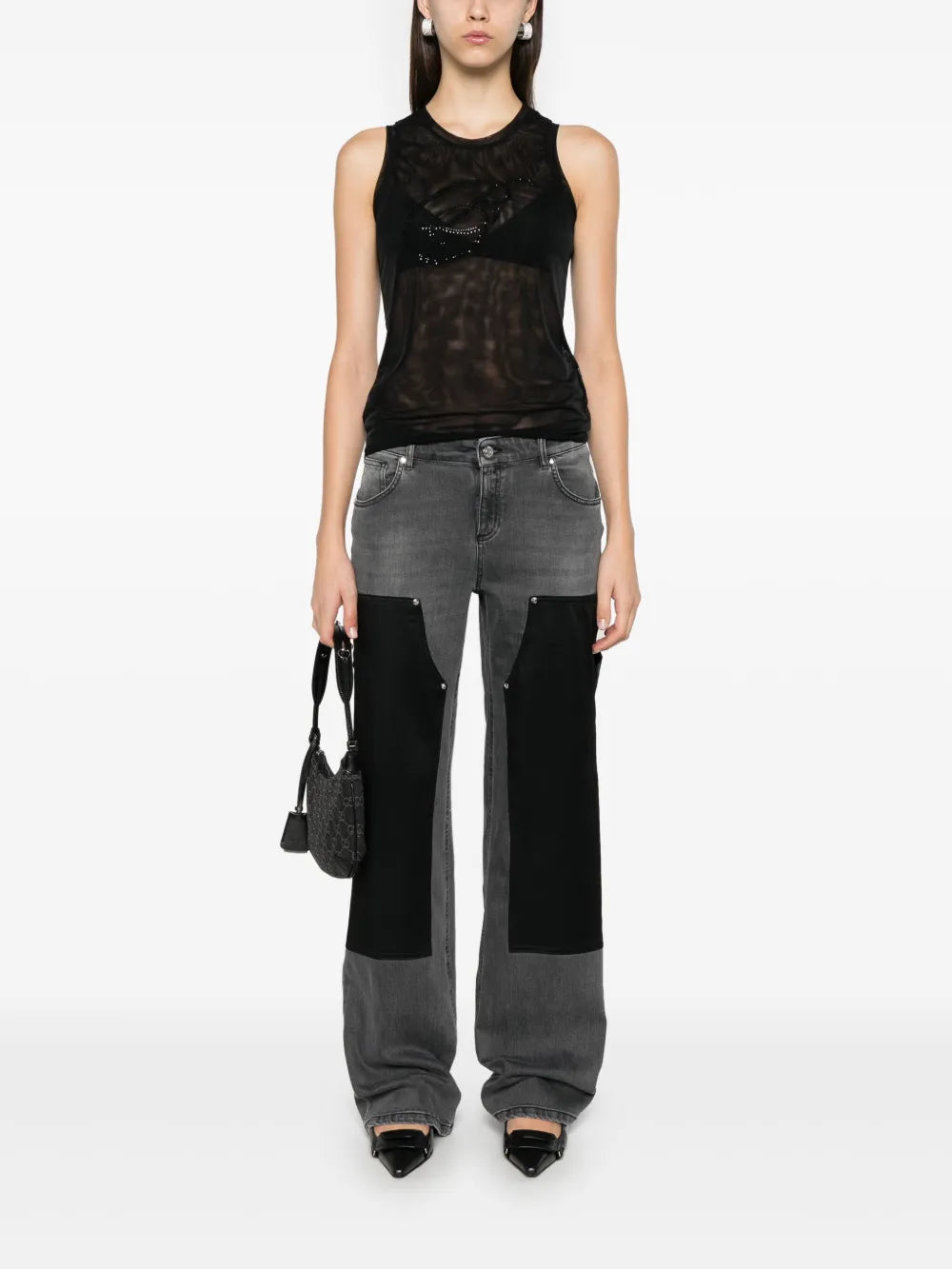 Rhinestone-B Tulle Top