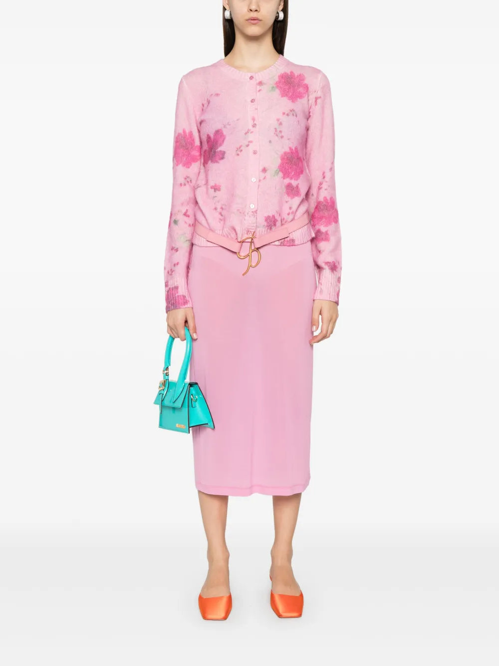 Rose-Jacquard Cardigan