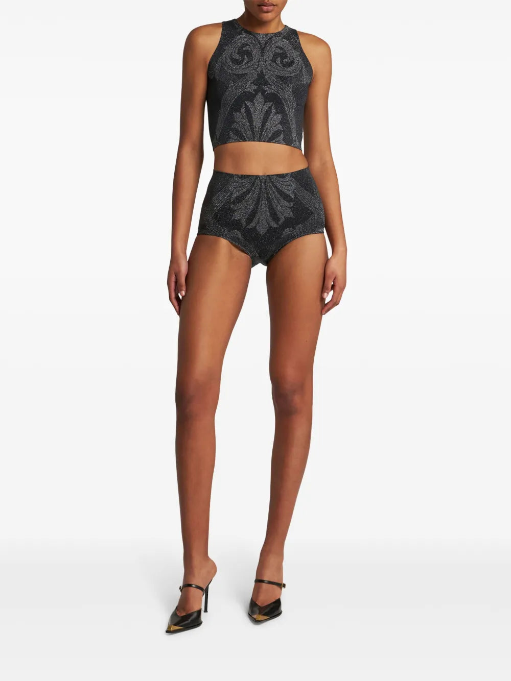 Metallic-Effect Jacquard Tank Top