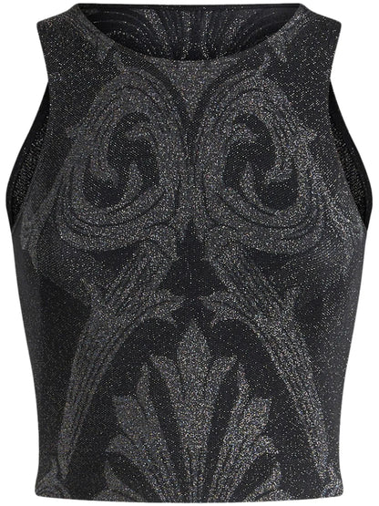 Metallic-Effect Jacquard Tank Top
