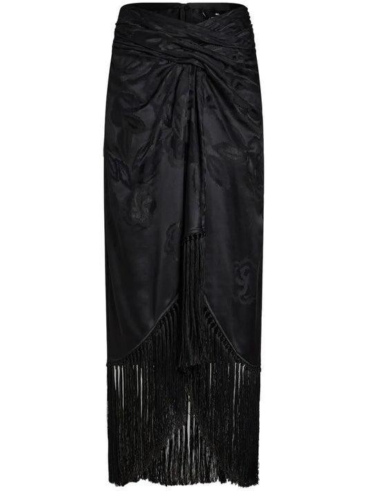 Fringed Jacquard Maxi Skirt