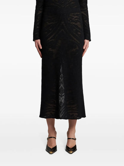 Knitted Jacquard Midi Skirt