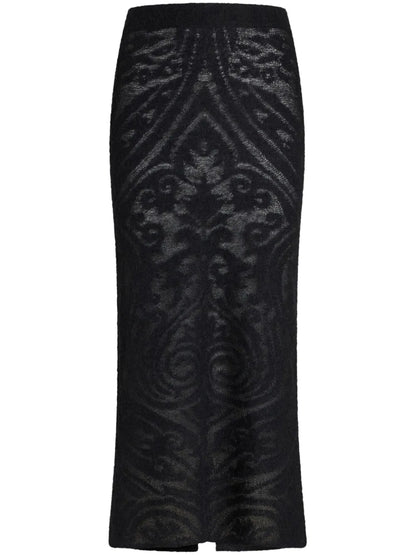 Knitted Jacquard Midi Skirt