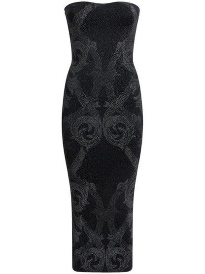 Metallic-Jacquard Midi Dress