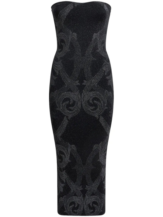 Metallic-Jacquard Midi Dress