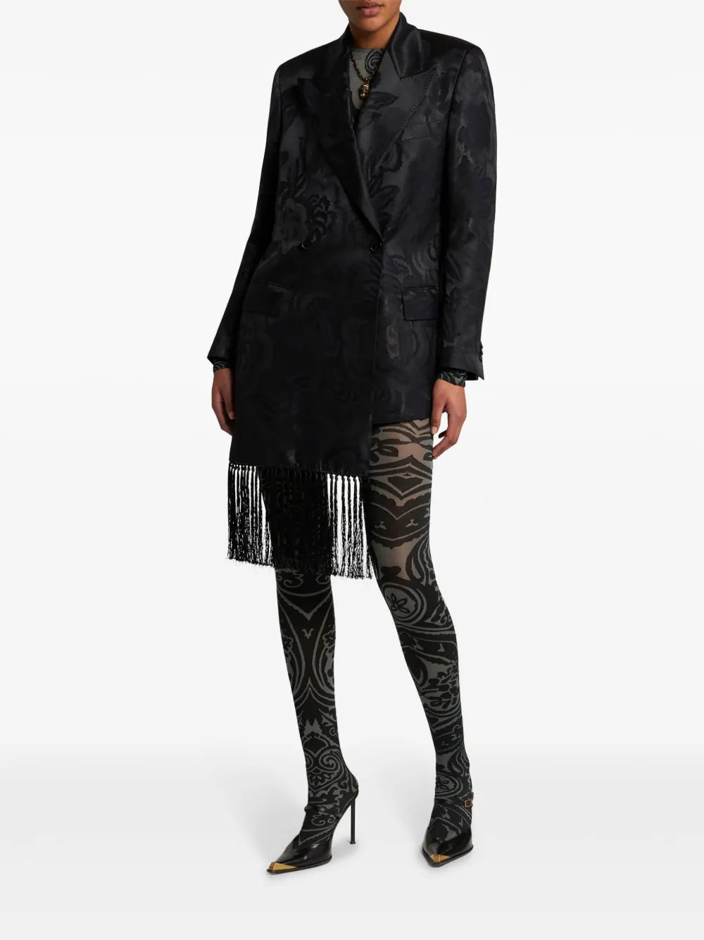 Fringed Jacquard Blazer