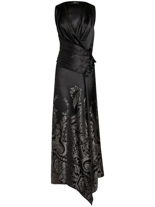 Jacquard Silk Maxi Dress