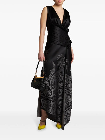 Jacquard Silk Maxi Dress