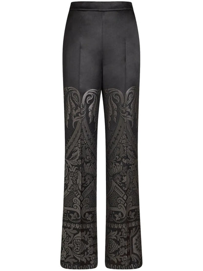Jacquard Silk Palazzo Trousers