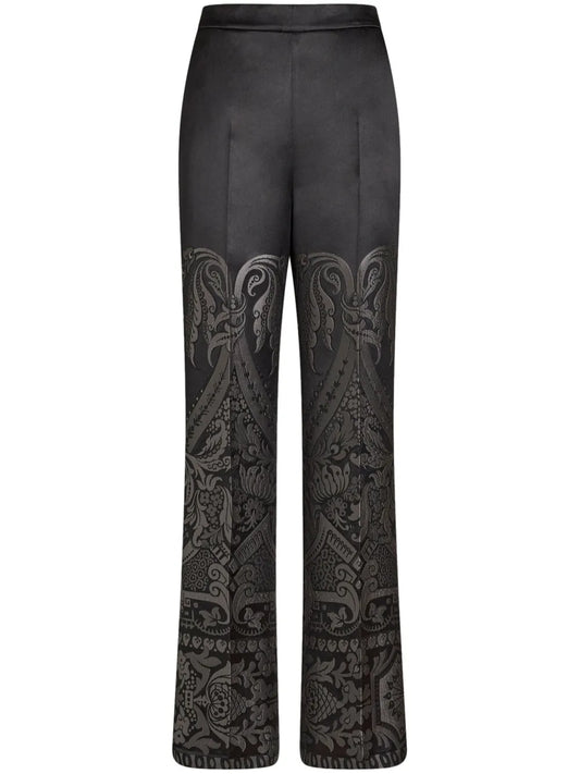 Jacquard Silk Palazzo Trousers
