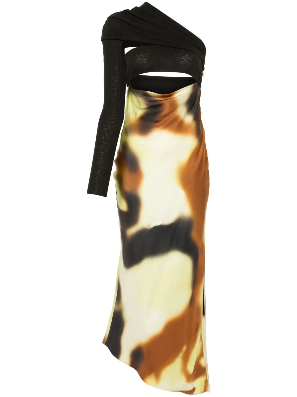 Draped-Detail Open-Back Midi Dress