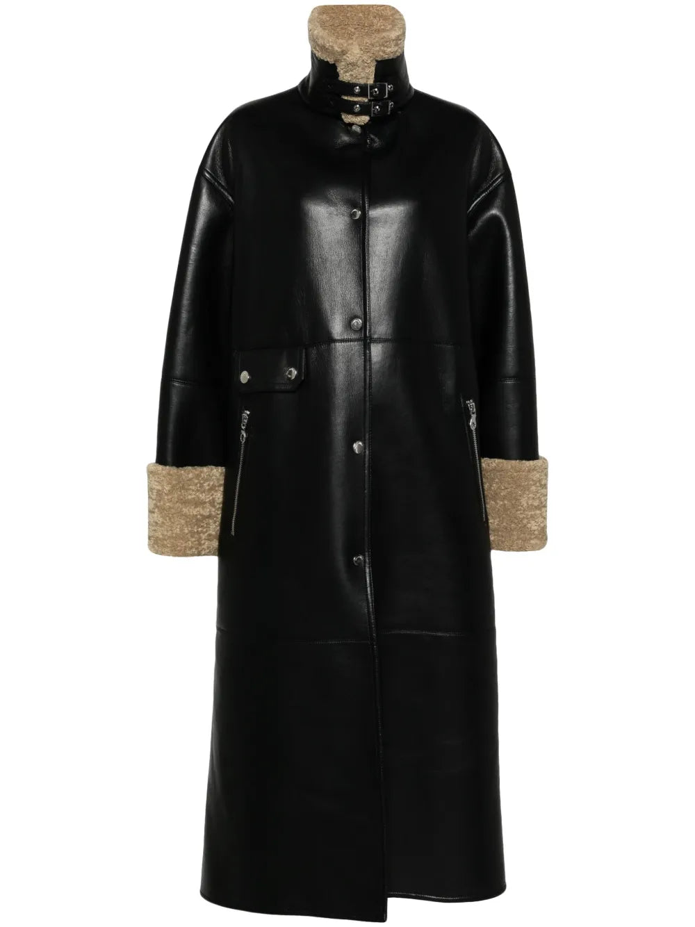 Faux-Shearling-Trim Coat