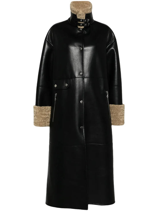 Faux-Shearling-Trim Coat