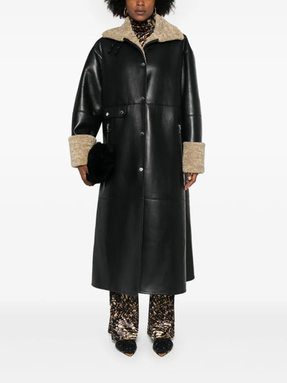 Faux-Shearling-Trim Coat