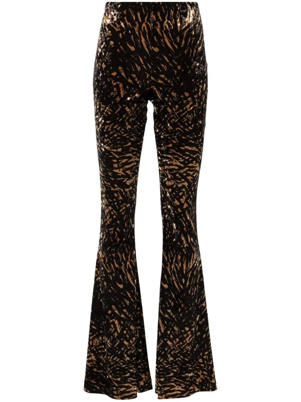 Abstract-Print Flared Trousers