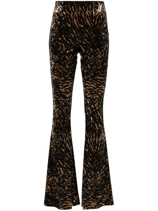 Abstract-Print Flared Trousers