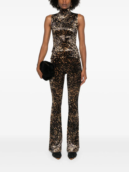 Abstract-Print Flared Trousers