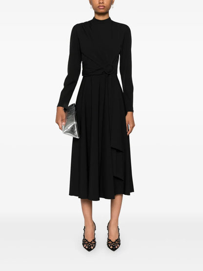 Decorative-Buckle Midi Dress