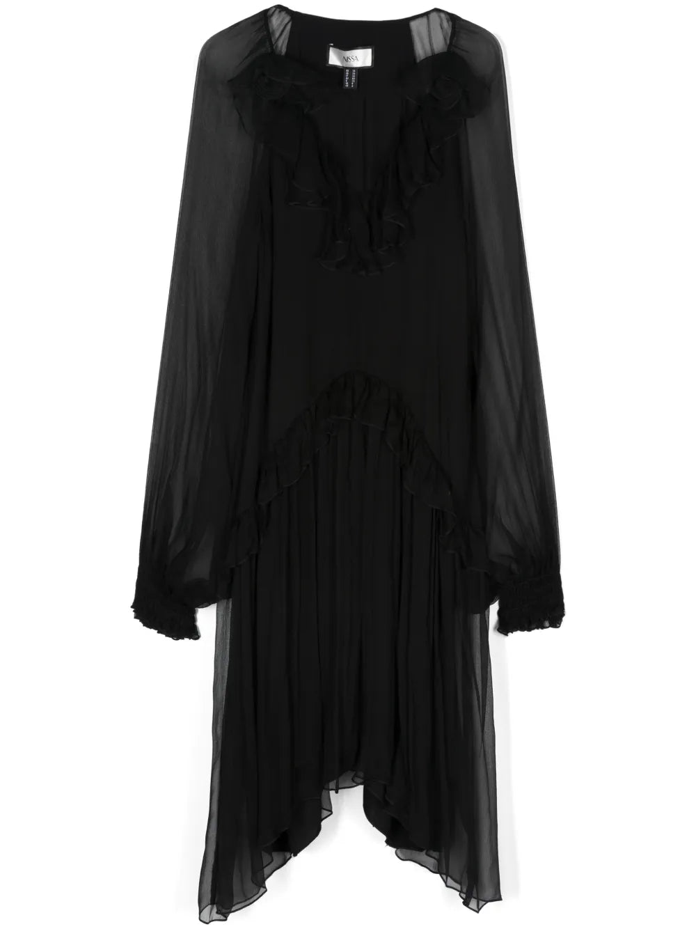 Ruffle-Detail Silk Midi Dress