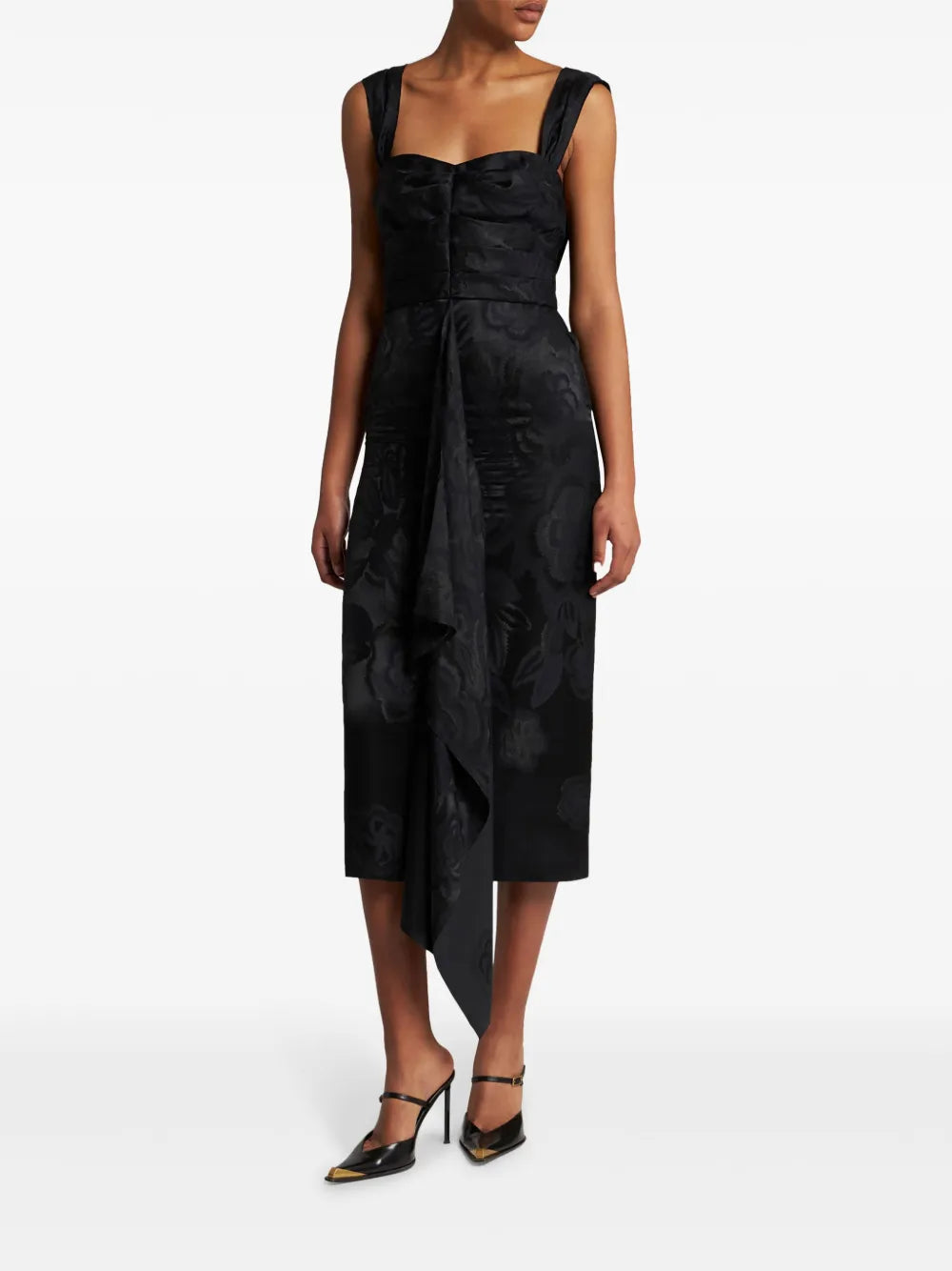 Floral Jacquard Midi Dress
