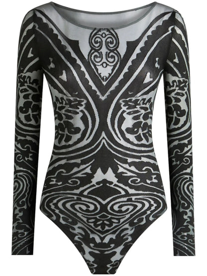 Paisley-Print Bodysuit