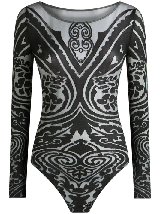 Paisley-Print Bodysuit
